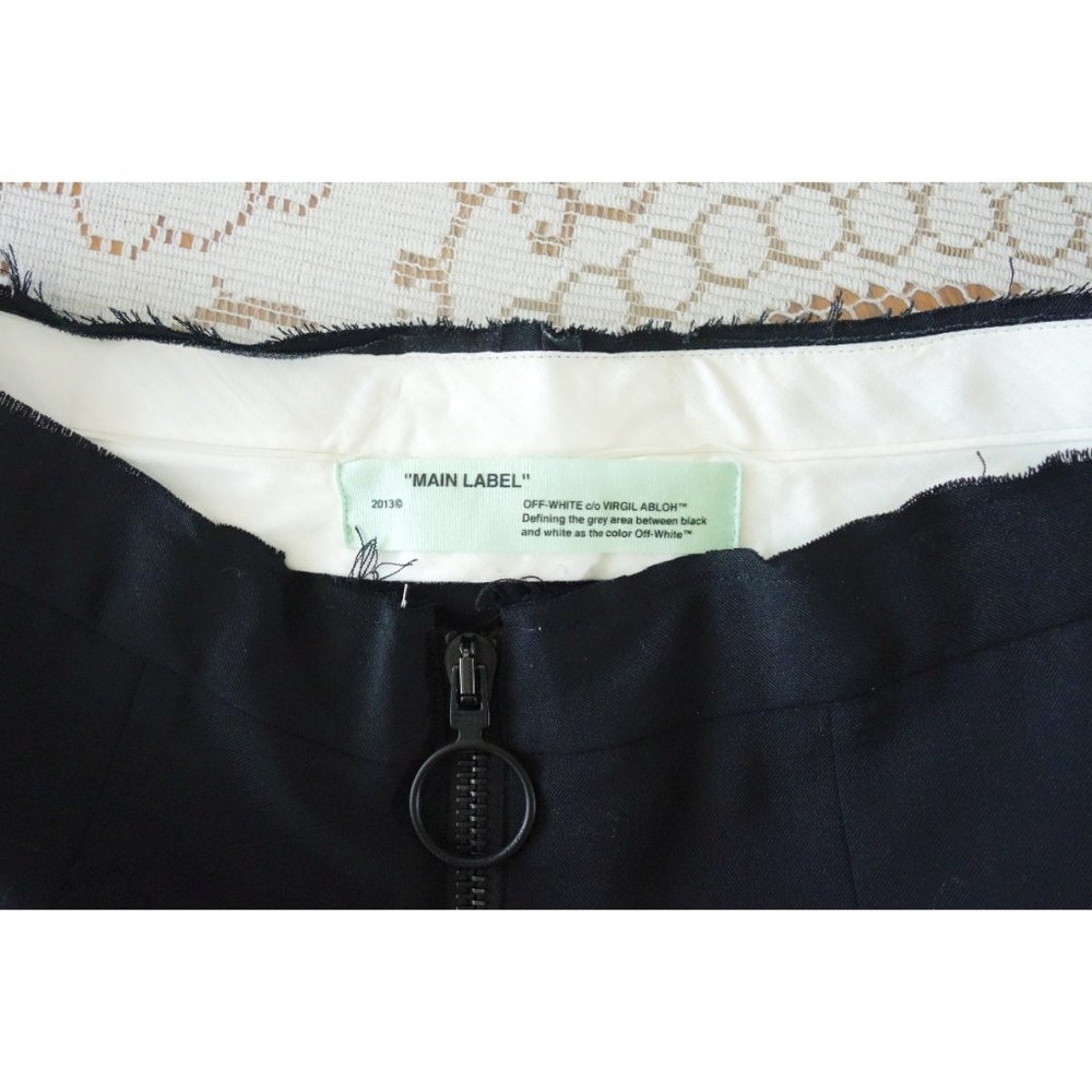 Off-White c/o Virgil Abloh Black Wool Invert Pleat Wide Leg Pants sz Large - Picture 3 of 5